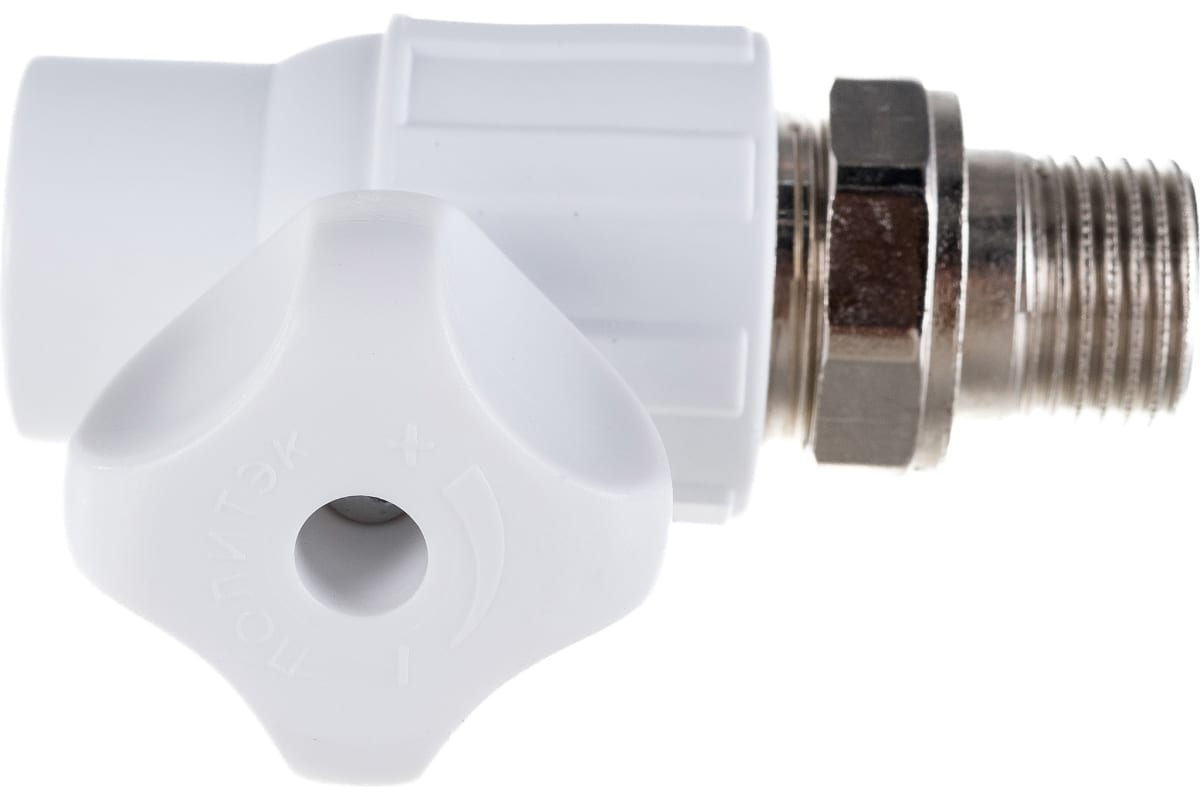 Миниатюра - Кран для радиатора прямой 20х1/2' полипропиленовый PPR белый Политэк 9910012012