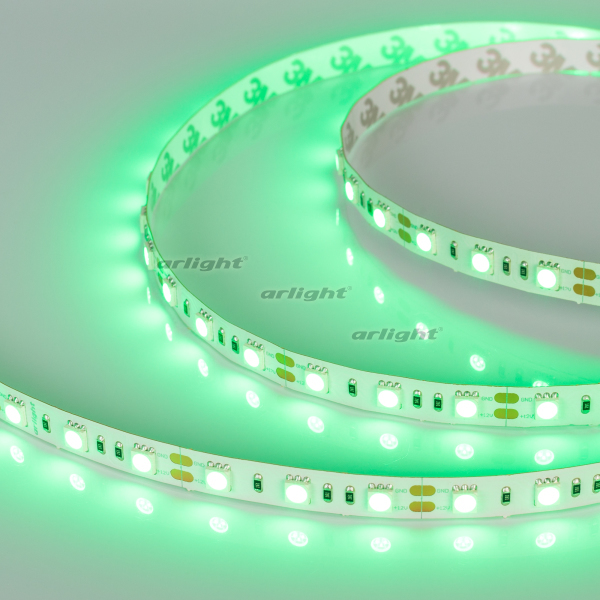 Лента RT 2-5000 12V Green 2x (5060, 300 LED, LUX) (Arlight, 14.4 Вт/м, IP20) 012337