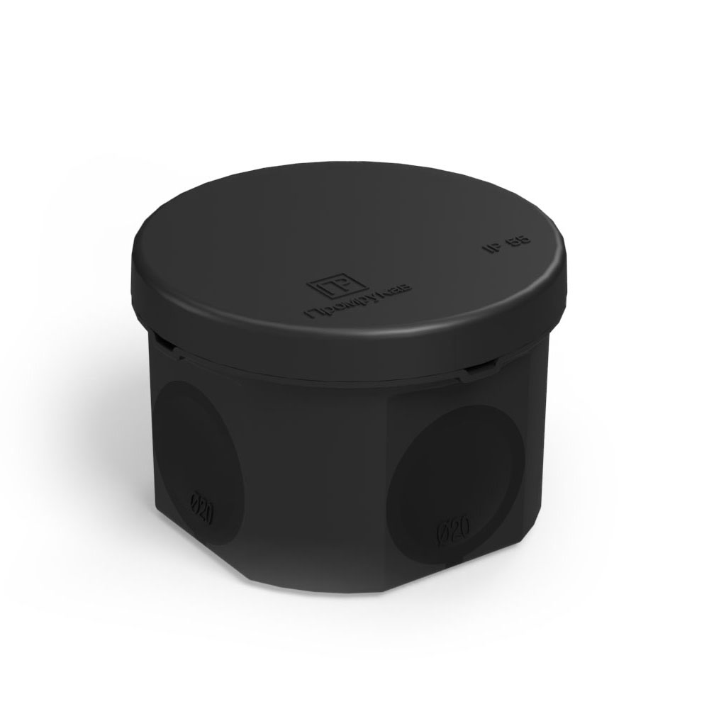 Миниатюра - Коробка распределительная 60-0110-9005 для прямого монтажа двухкомпонентная безгалогенная (HF) черная 70х50 (168шт/кор) Промрукав
