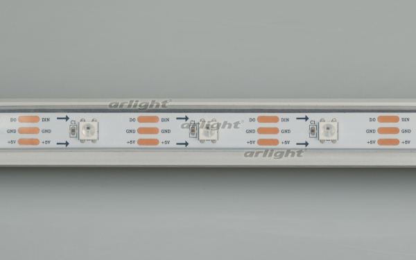 Лента SPI-5000P-AM 5V RGB (5060, 150 LED x1, 2812) (Arlight, Закрытый, IP66) 022204
