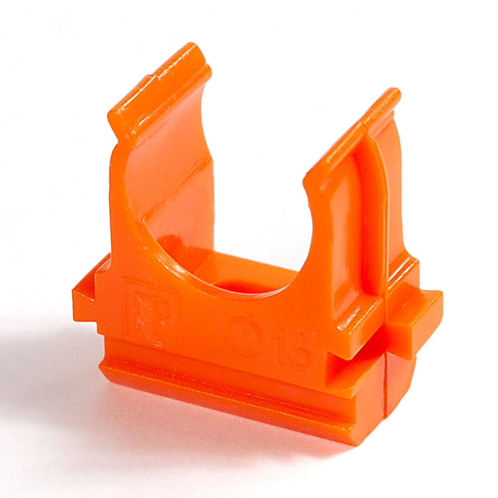 Миниатюра - Крепёж-клипса для труб АБС-пластик оранжевая d20 мм в малой упаковке (10шт/1000шт уп/кор) Промрукав