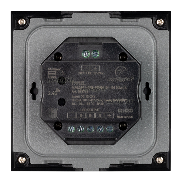 Миниатюра - Панель SMART-P8-RGB-G-IN Black (12-24V, 3x4A, Rotary, 2.4G) (Arlight, IP20 Пластик, 5 лет) 033763