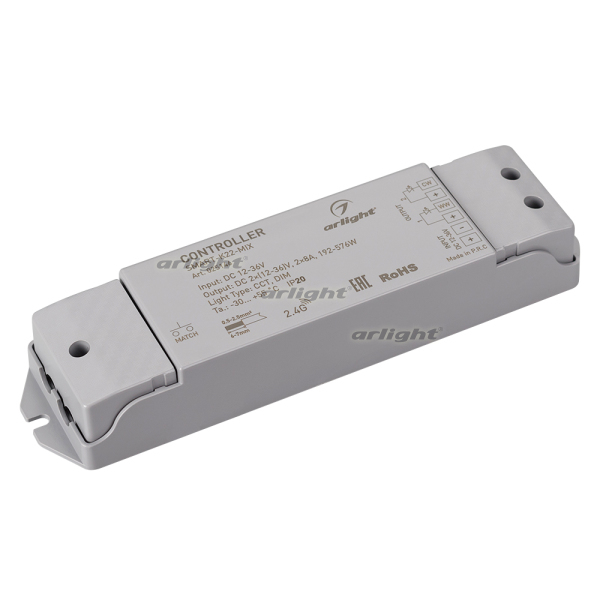 Контроллер SMART-K22-MIX (12-36V, 2x8A, 2.4G) (Arlight, IP20 Пластик, 5 лет) 025146